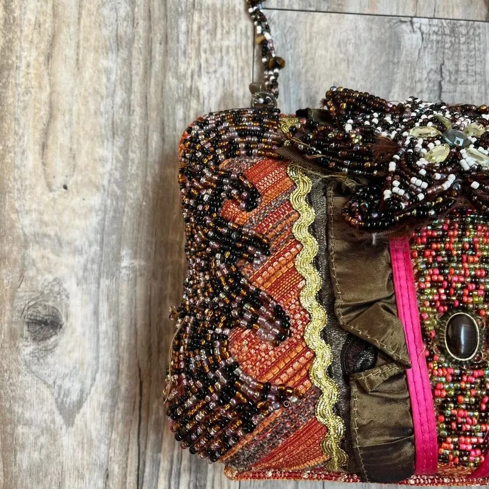 Bag Beaded Clutch Women's Multi Color Boho Tapestry